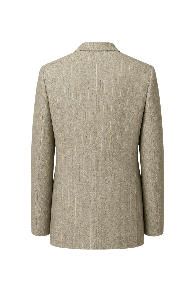 1980s Beige Wool Blend Blazer - Back View