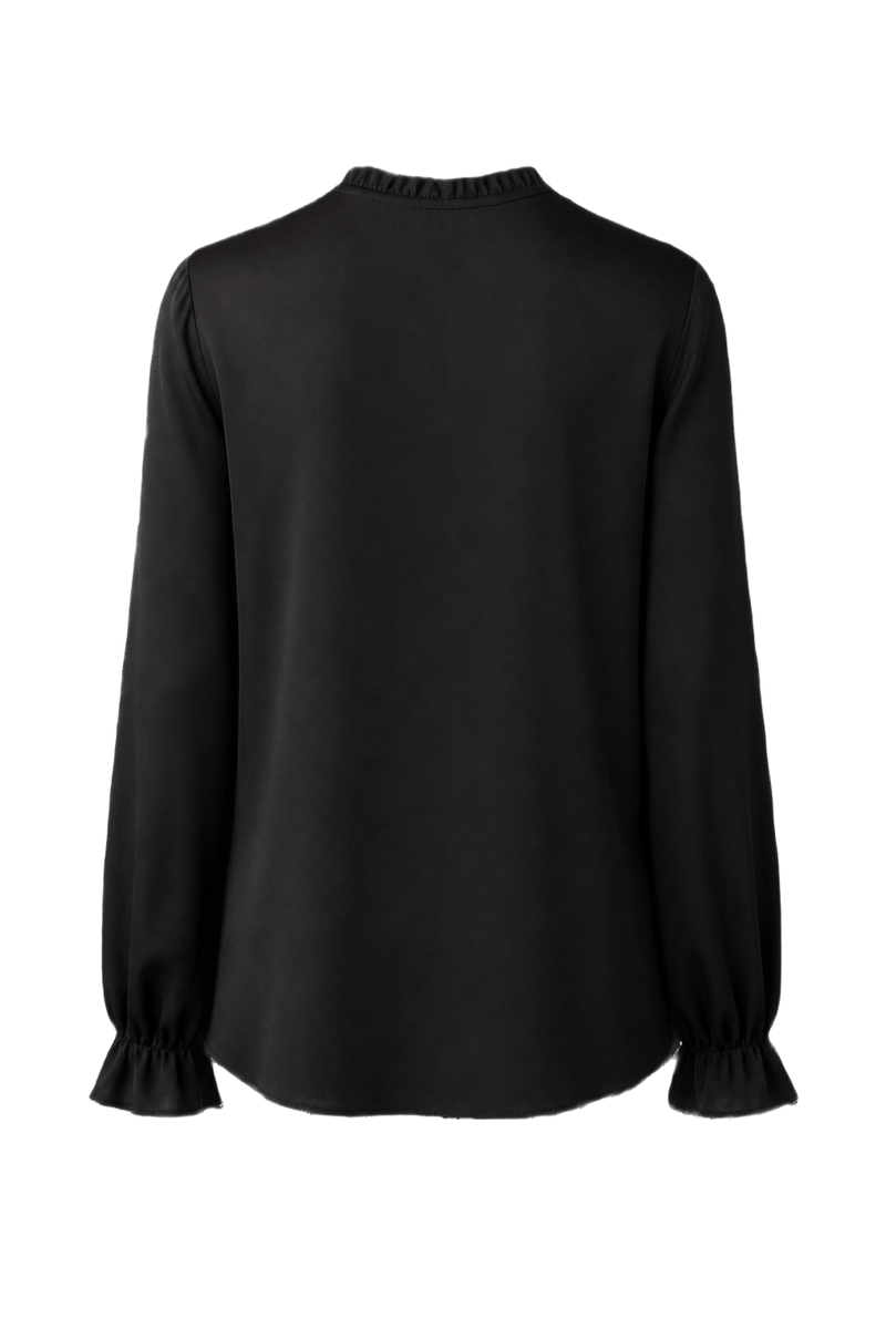 1980s Black Synthetic Blend Blouse - Back View