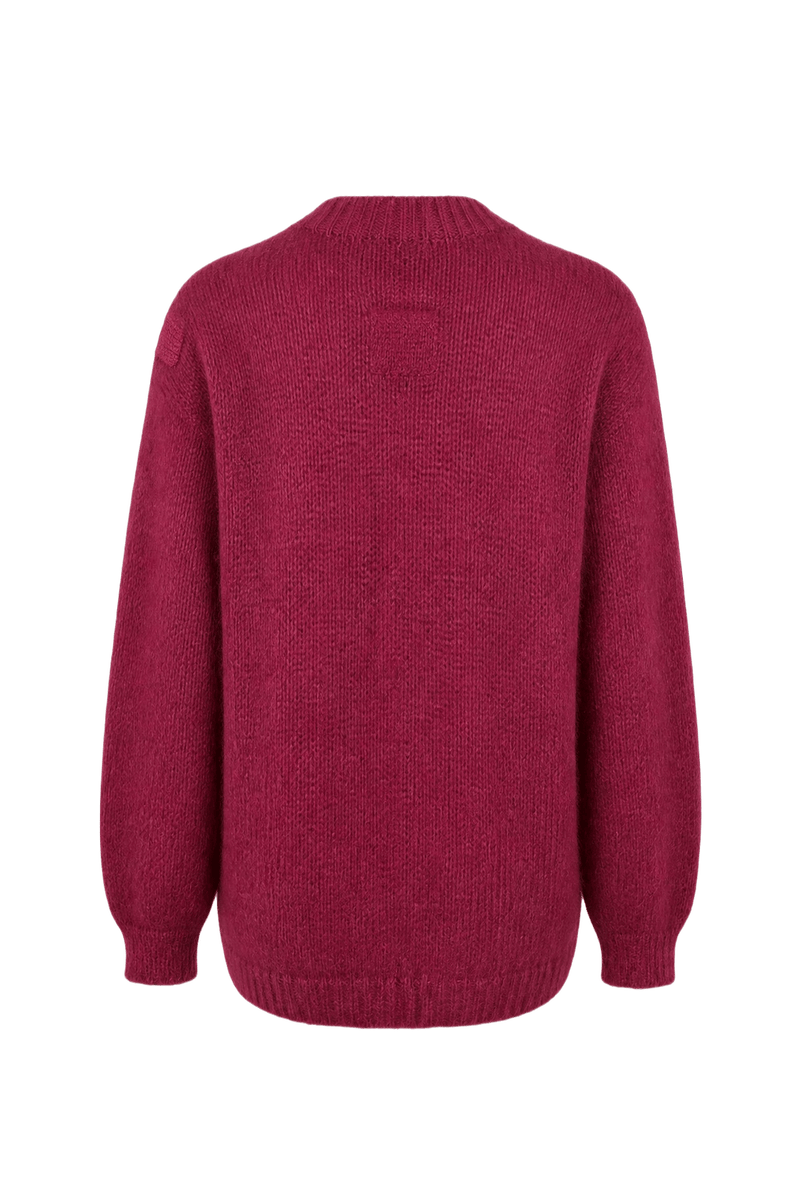 1990s Deep Burgundy Wool Blend Sweater - Back View