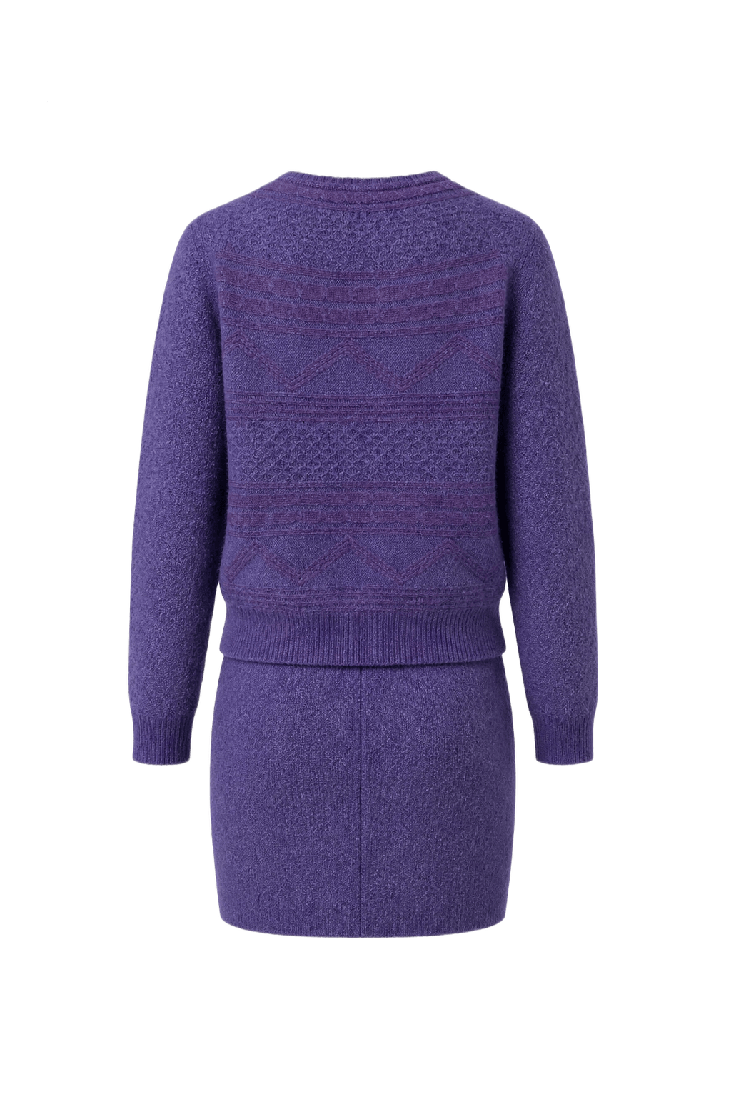 1990s Purple Wool Blend Sweater and Skirt Set - Back View