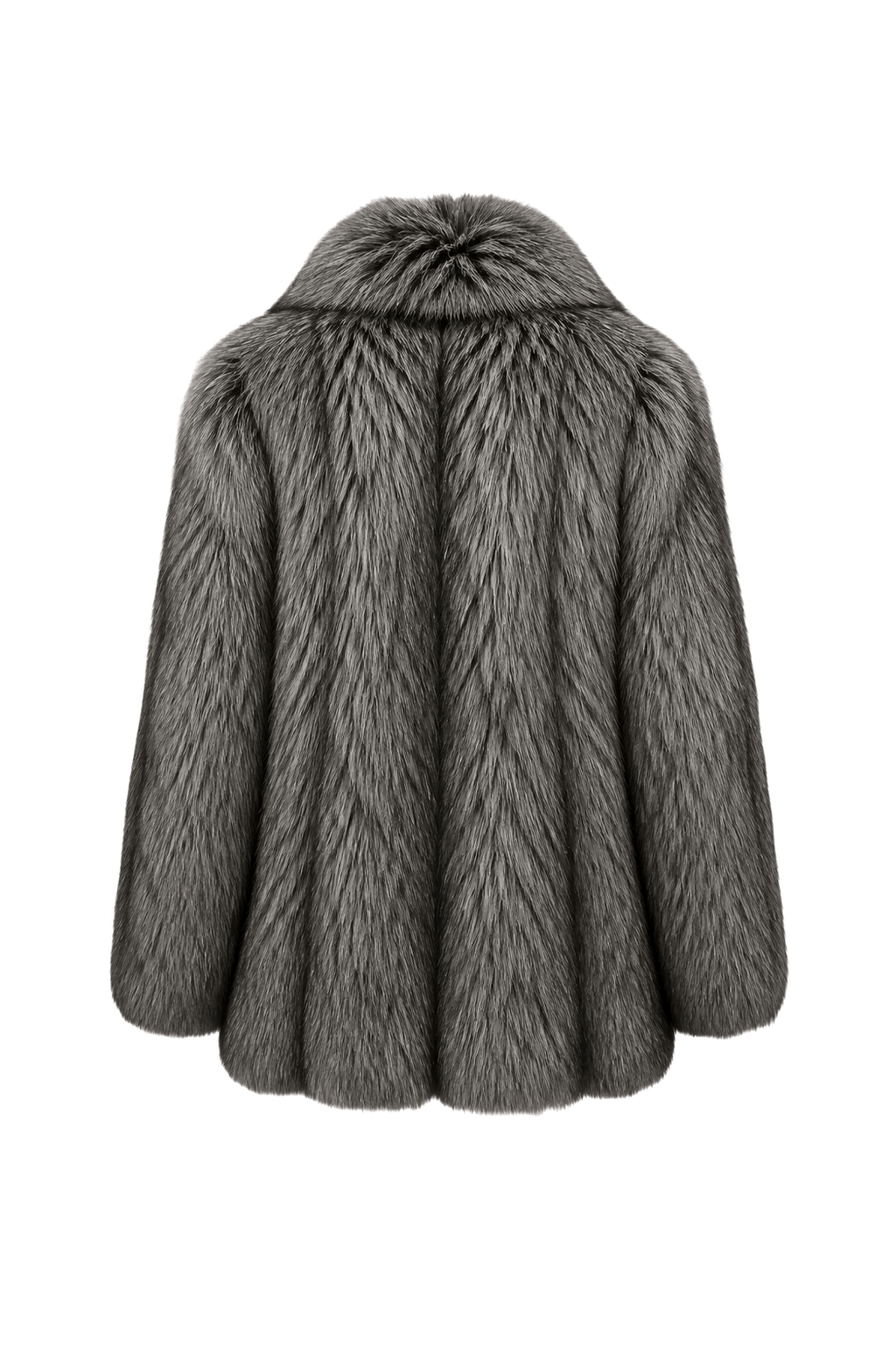 1980s Grey Fur Coat - Back View