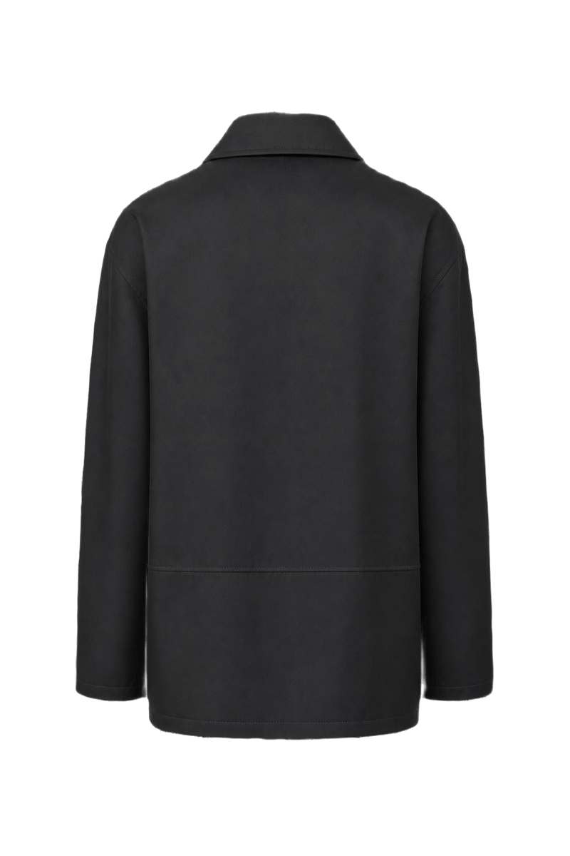 1980s Dark Gray Synthetic Blend Jacket - Back View