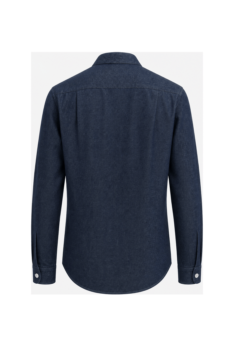 1970s Dark Blue Denim Shirt - Back View
