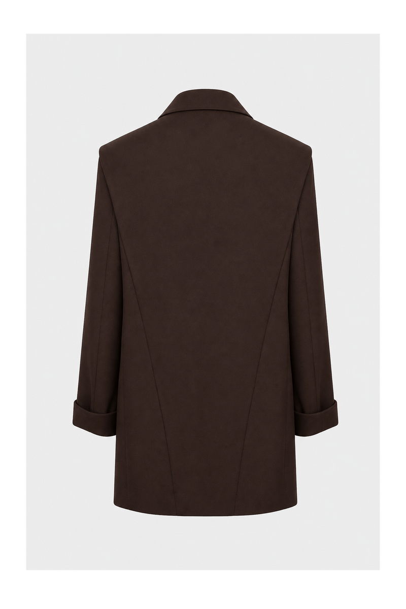 1980s Brown Wool Blend Blazer - Back View