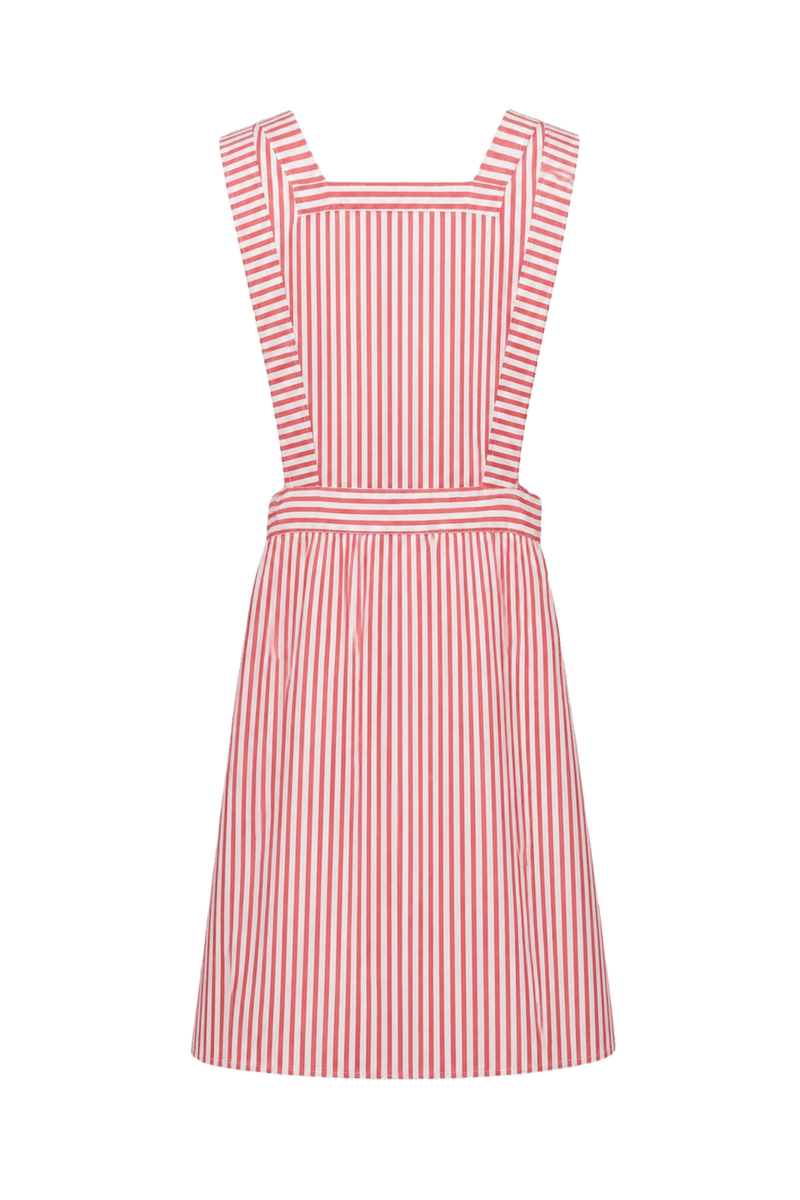 1960s Red Cotton Pinafore Dress - Back View