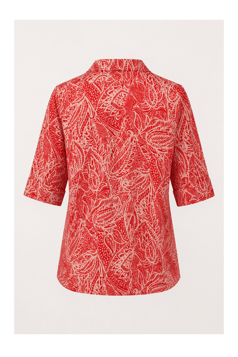1980s Red Cotton Blouse - Back View