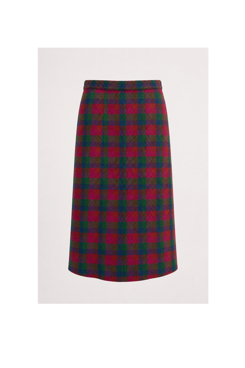 1970s Multicolor Wool Blend Skirt - Back View