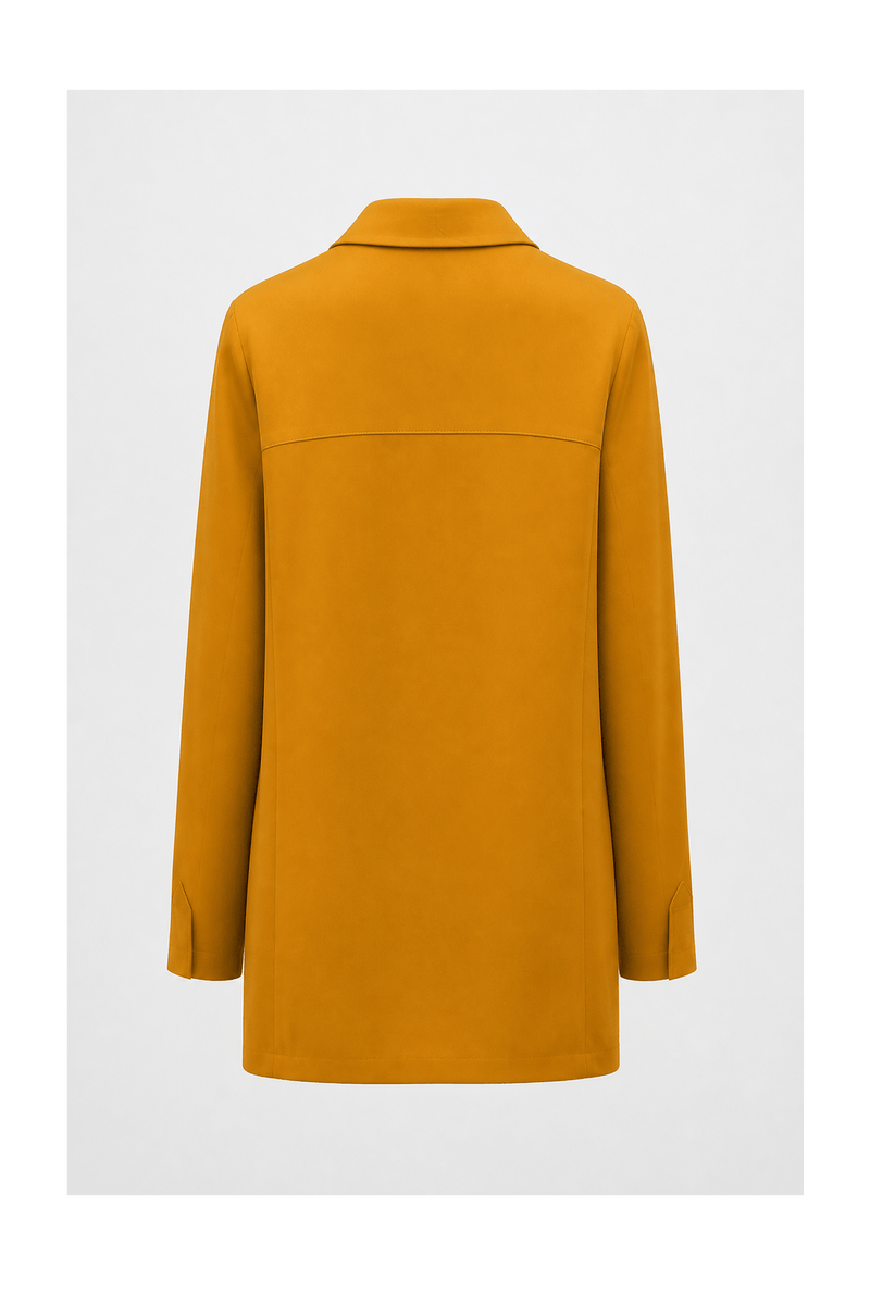1990s Mustard Yellow Synthetic Blend Jacket - Back View