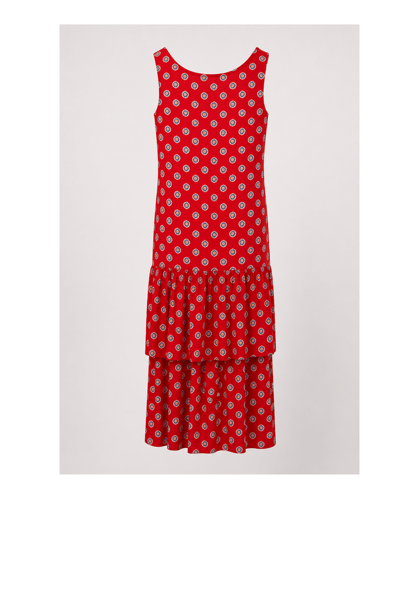 1970s Red Cotton Dress - Back View