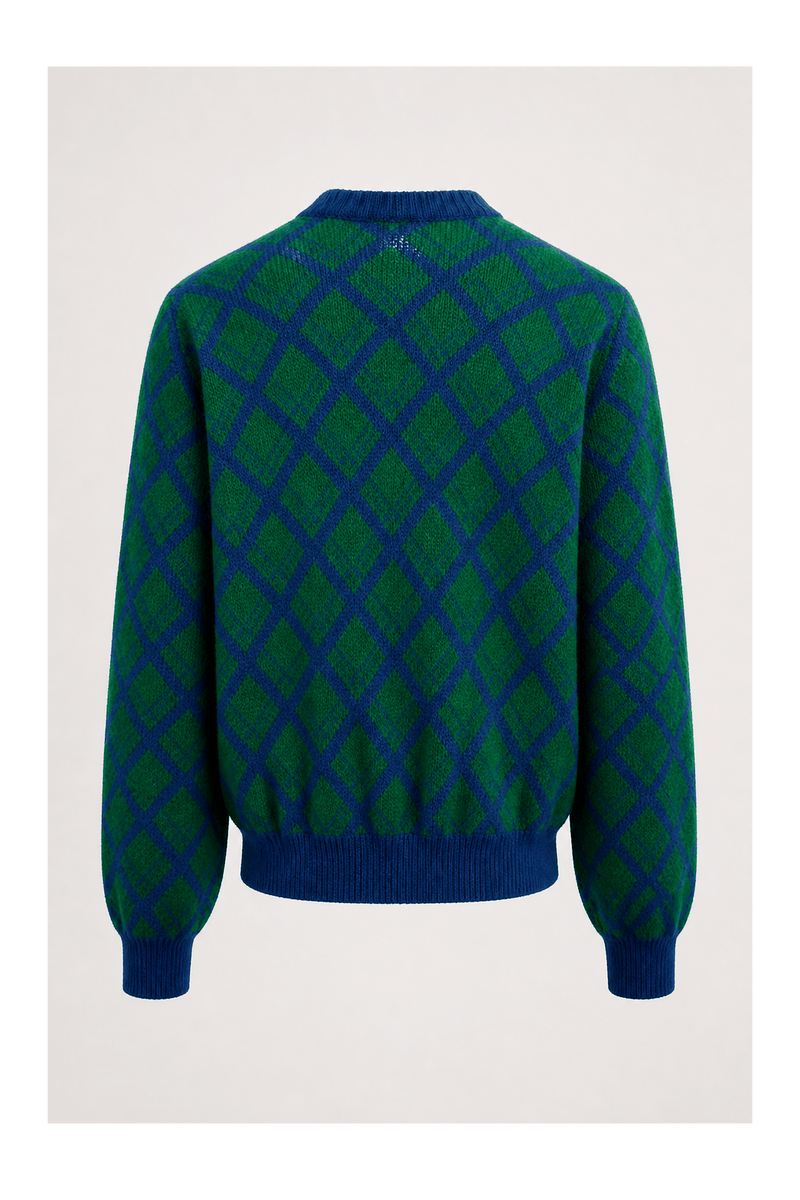 1950s Green Wool Blend Cardigan - Back View