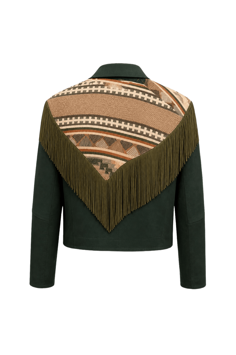 1970s Dark Green Synthetic Blend Jacket - Back View