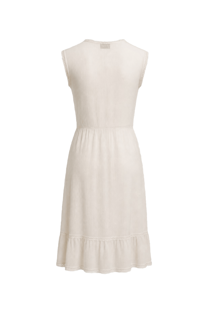 1970s Cream Cotton Blend Dress - Back View