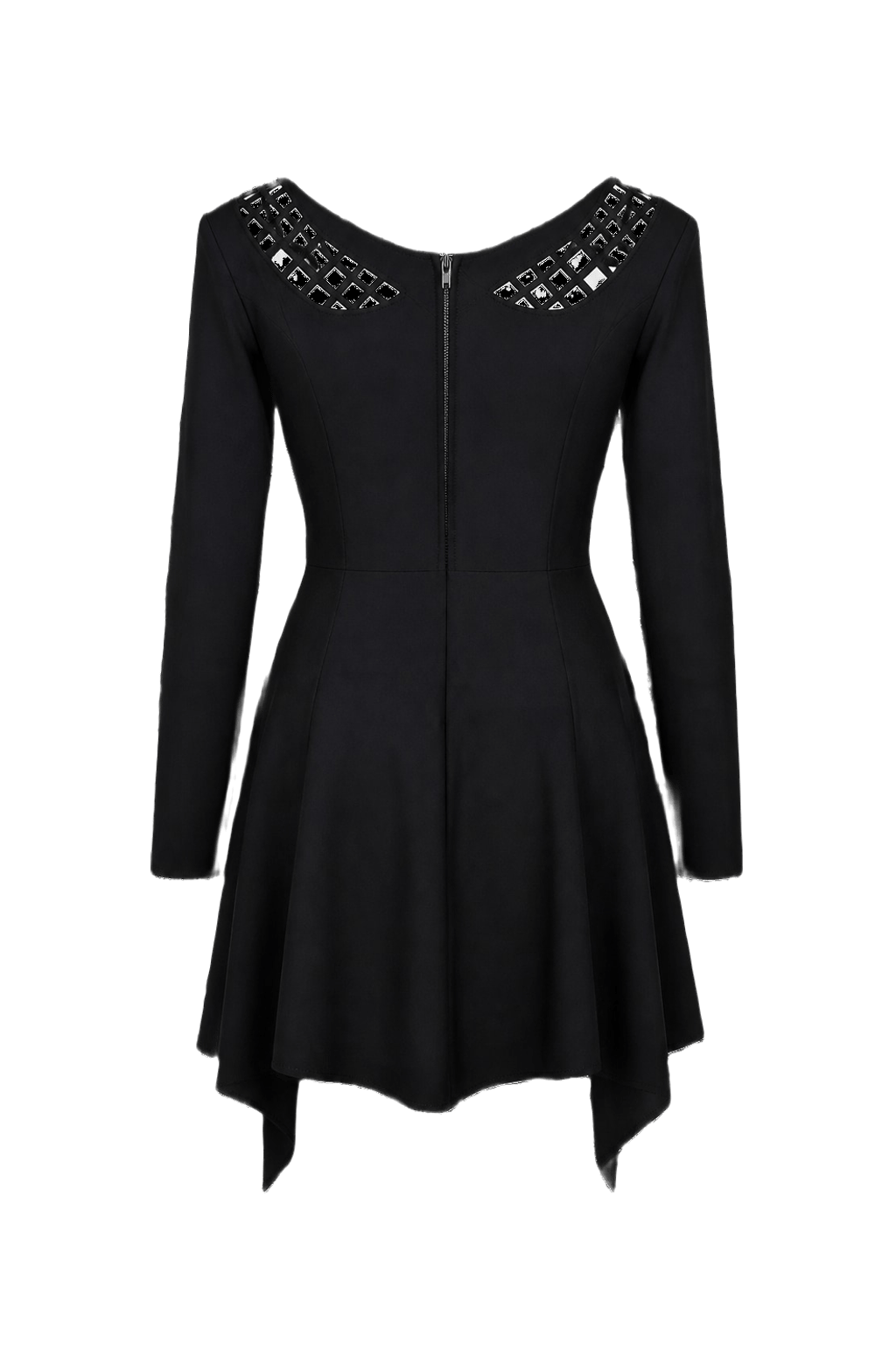 1980s Black Polyester Blend Dress - Back View