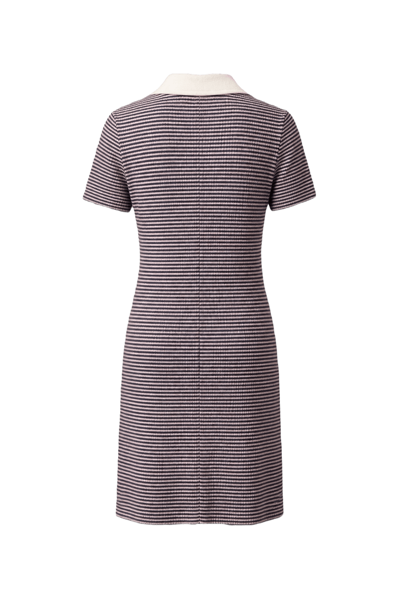 1970s Navy Cotton Blend Shirt Dress - Back View