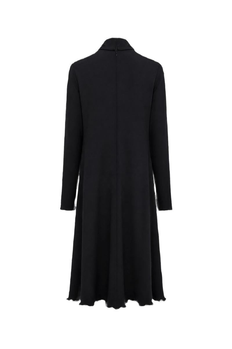 1980s Black Synthetic Blend Dress - Back View