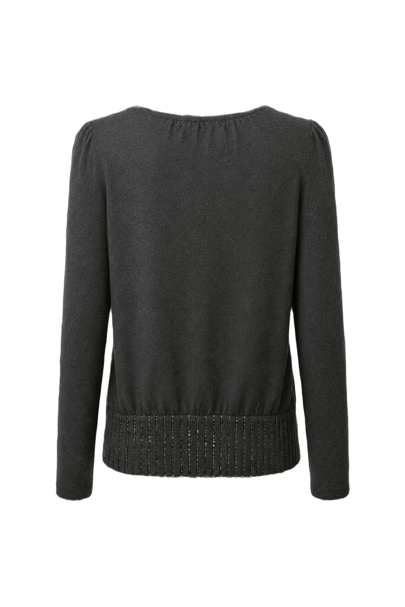 1980s Dark Grey Wool Blend Sweater - Back View