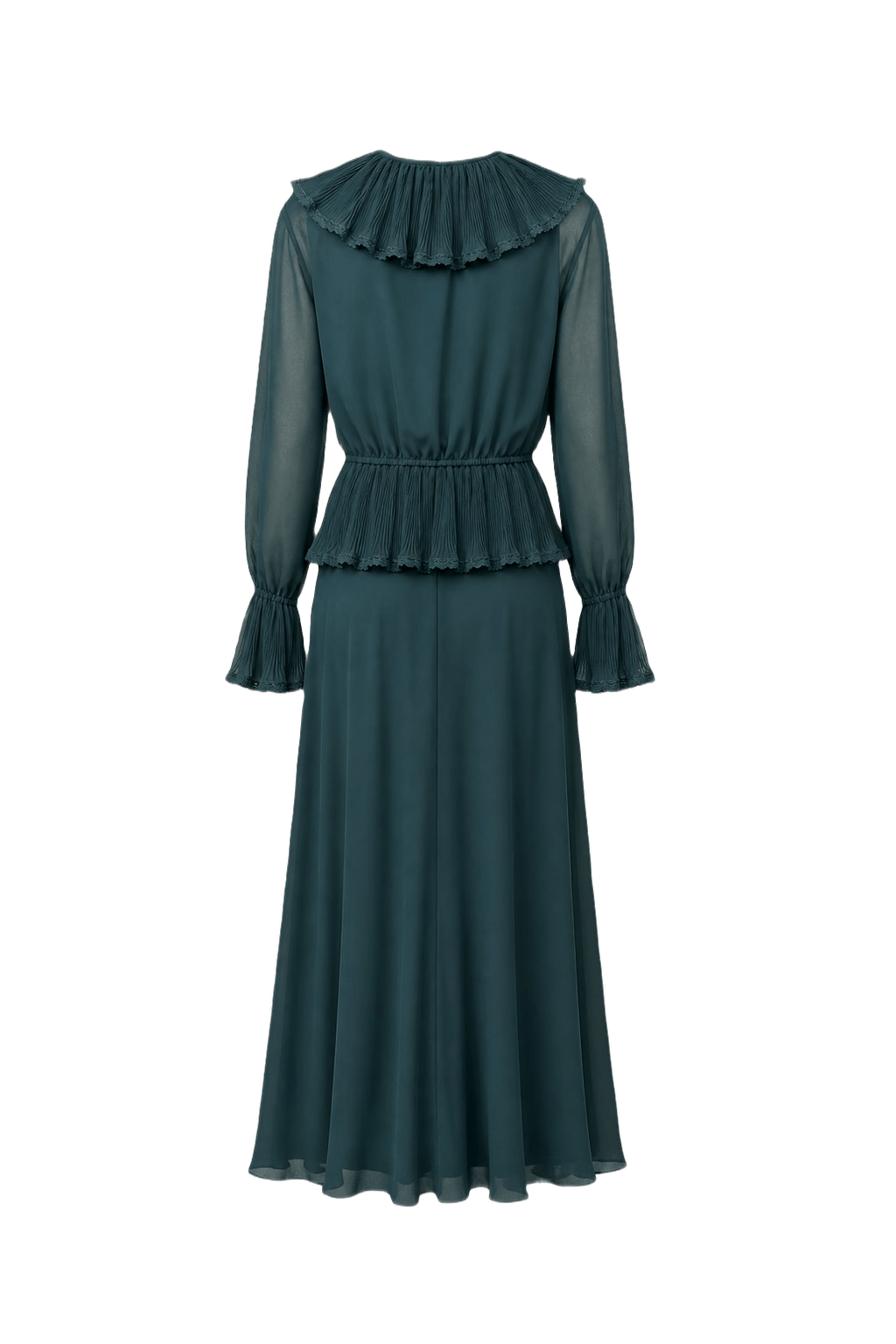1980s Deep Teal Synthetic Blend Set - Back View