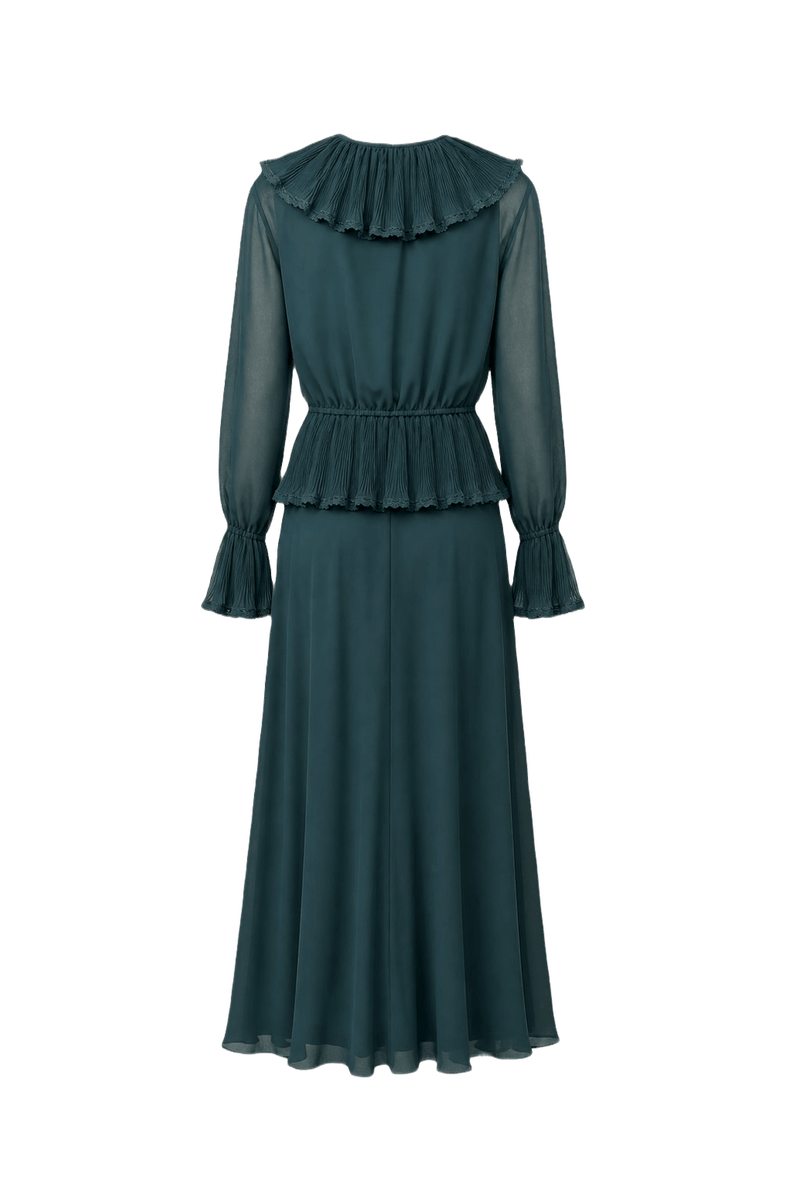 1980s Deep Teal Synthetic Blend Set - Back View