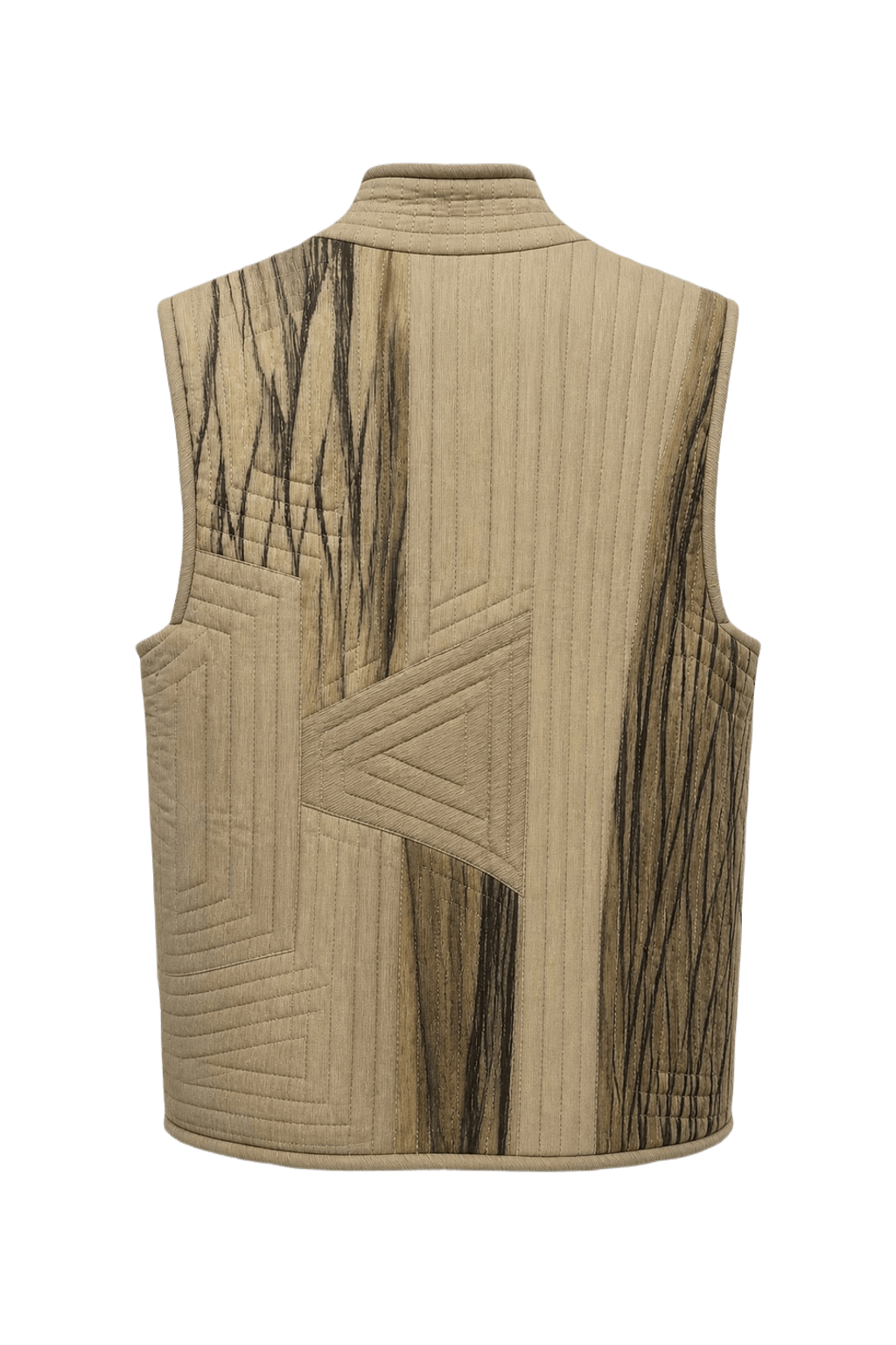 1980s Olive Green Cotton Blend Vest - Back View