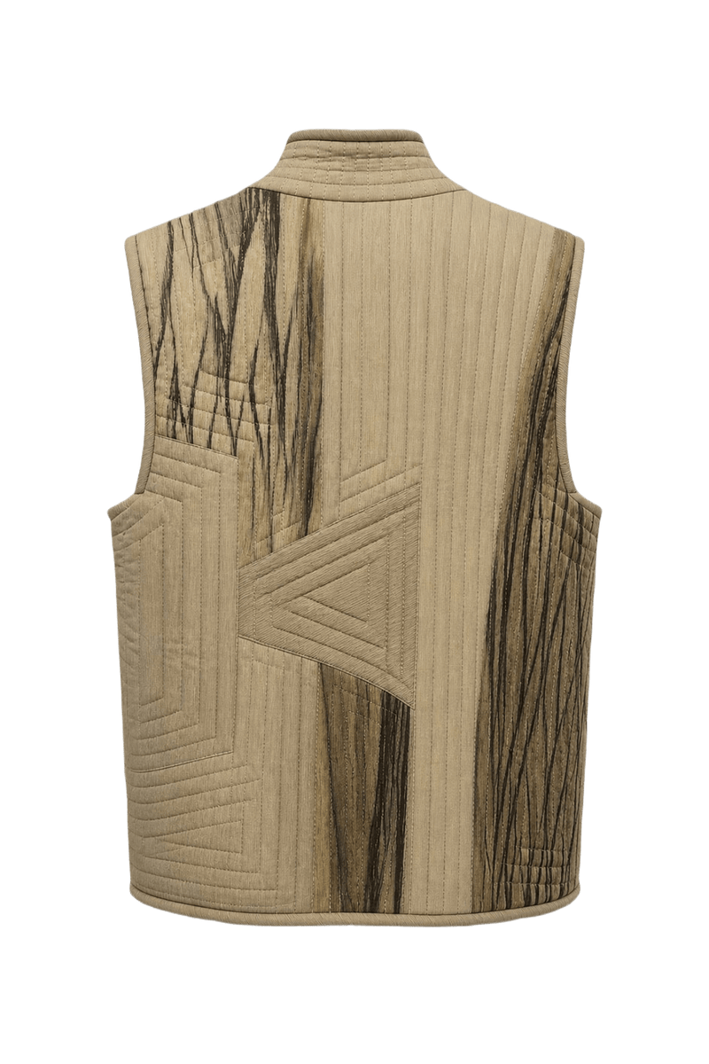 1980s Olive Green Cotton Blend Vest - Back View
