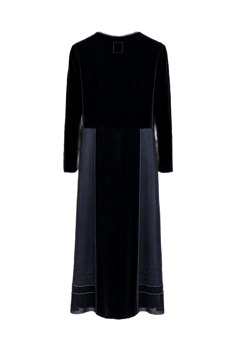 1990s Black Velvet Dress - Back View