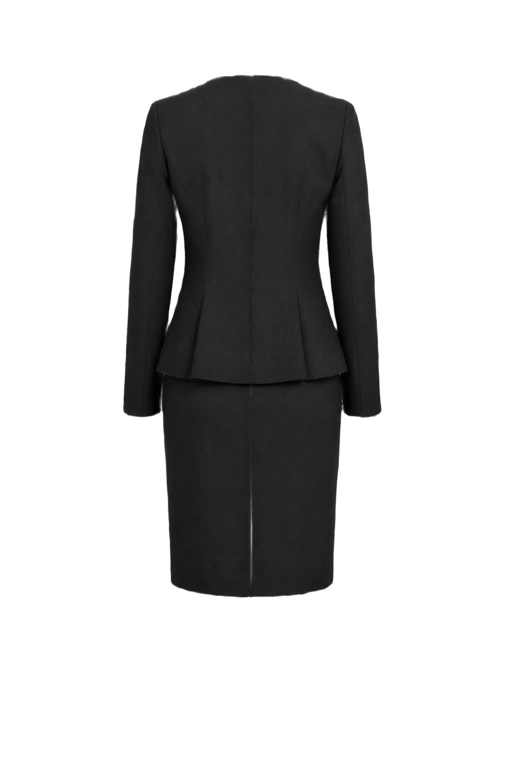 1980s Black Synthetic Blend Blazer and Skirt Set - Back View