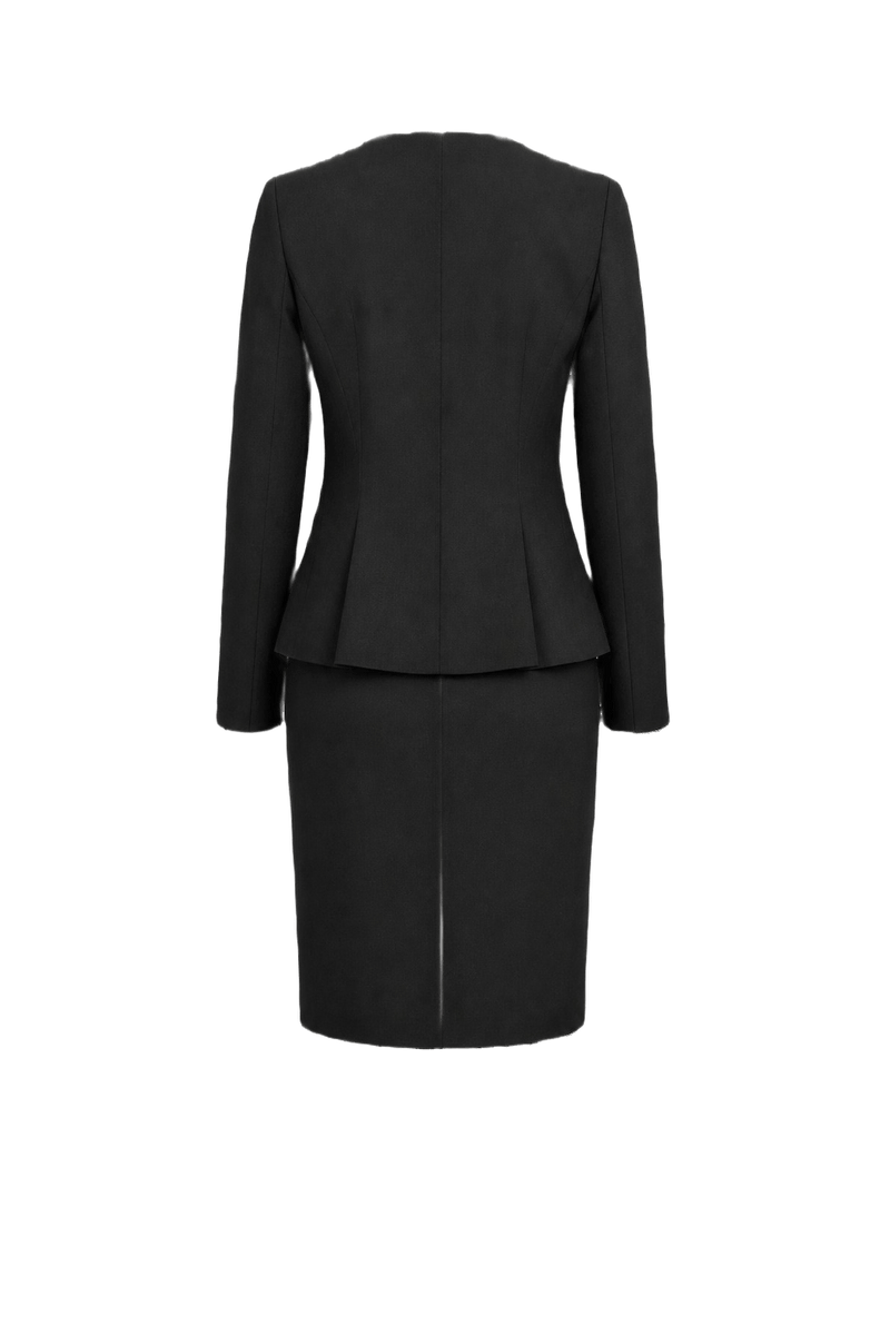 1980s Black Synthetic Blend Blazer and Skirt Set - Back View