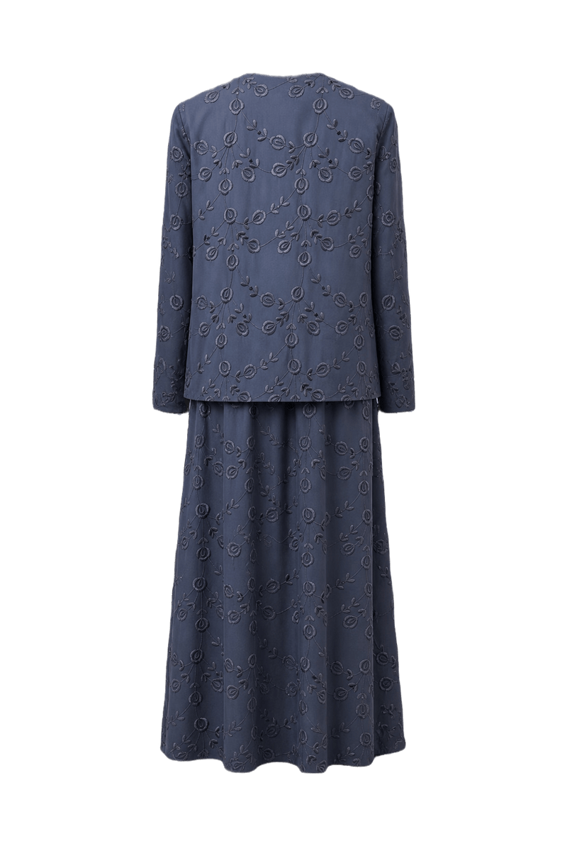 1990s Navy Blue Synthetic Blend Set - Back View