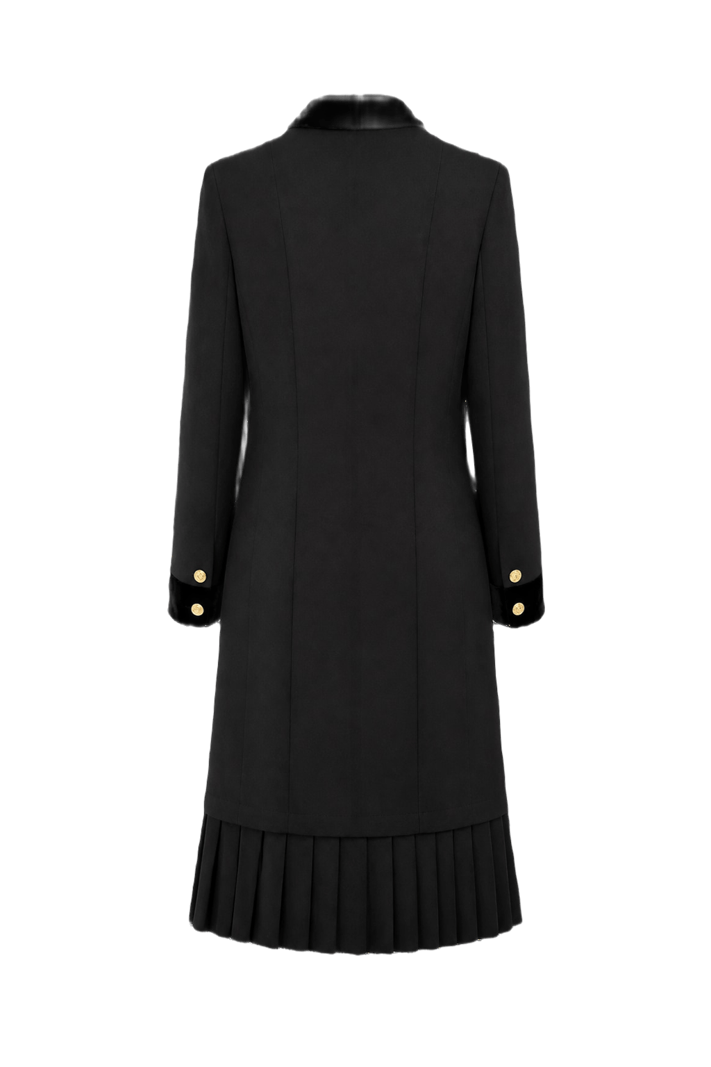 1980s Black Wool Blend Dress - Back View