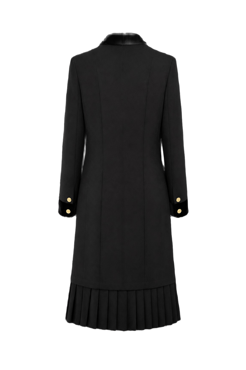 1980s Black Wool Blend Dress - Back View