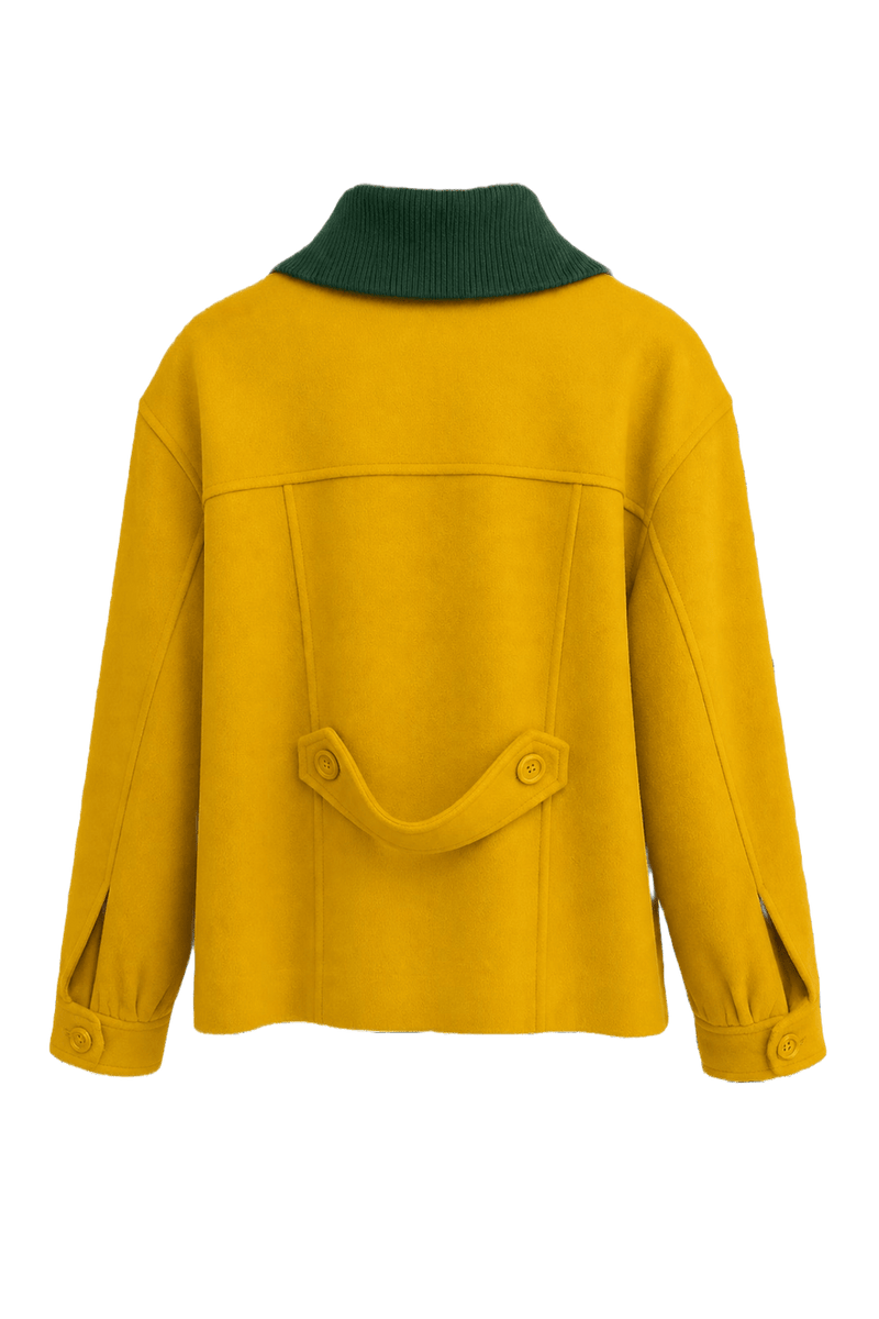 1980s Bright Yellow Wool Blend Jacket - Back View