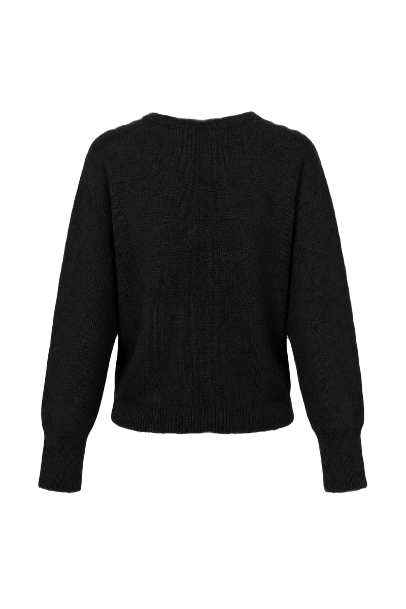 1980s Dark Charcoal Grey Wool Blend Cardigan - Back View