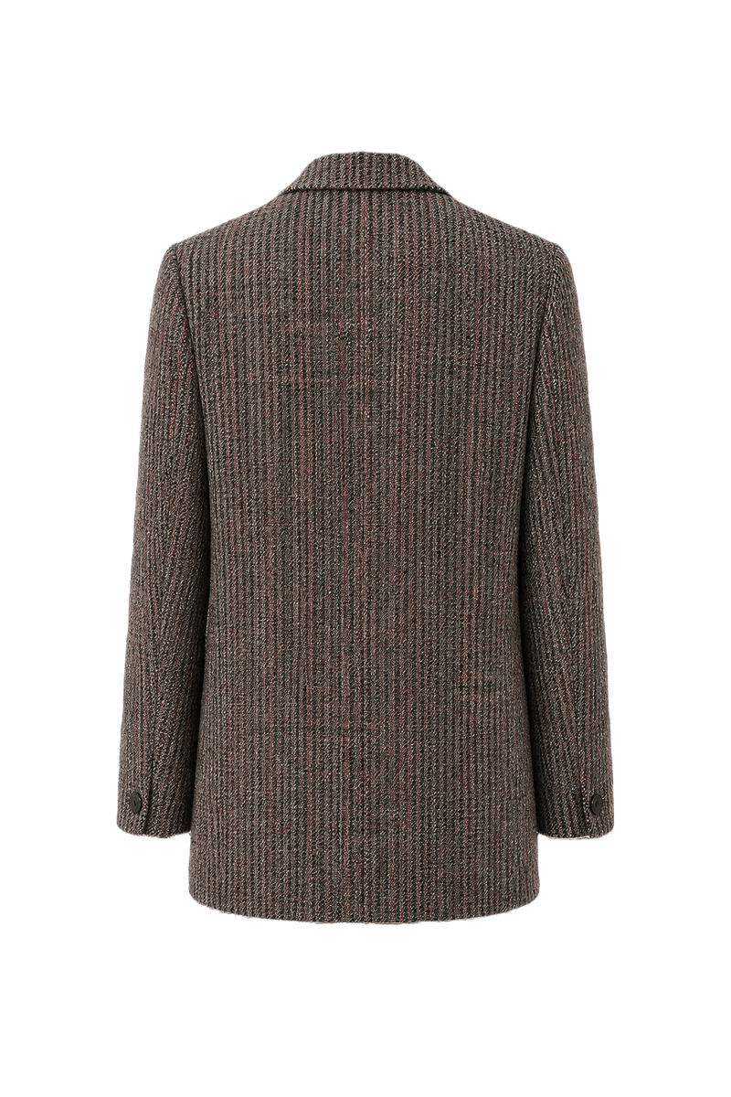 1980s Grey Wool Blend Blazer - Back View