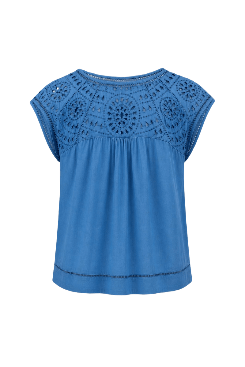 1970s Blue Cotton Blouse - Back View