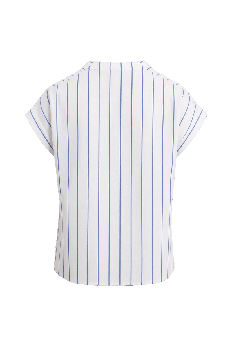 1970s White Cotton Striped Blouse - Back View
