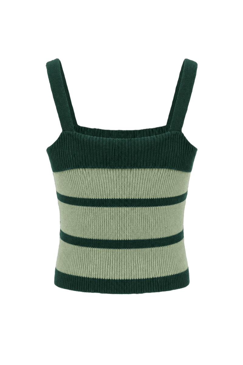 1960s Dark Green Cotton Tank Top - Back View
