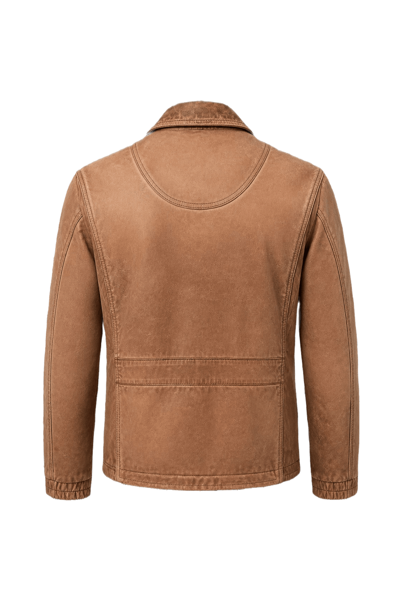1990s Light Brown Distressed Leather Jacket - Back View
