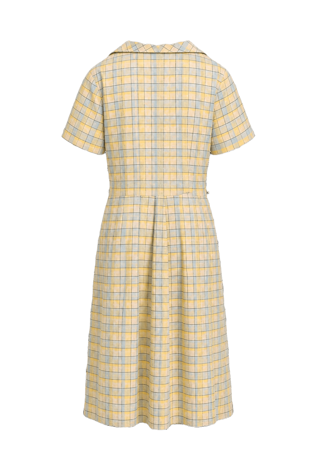 1950s Yellow Cotton Dress - Back View