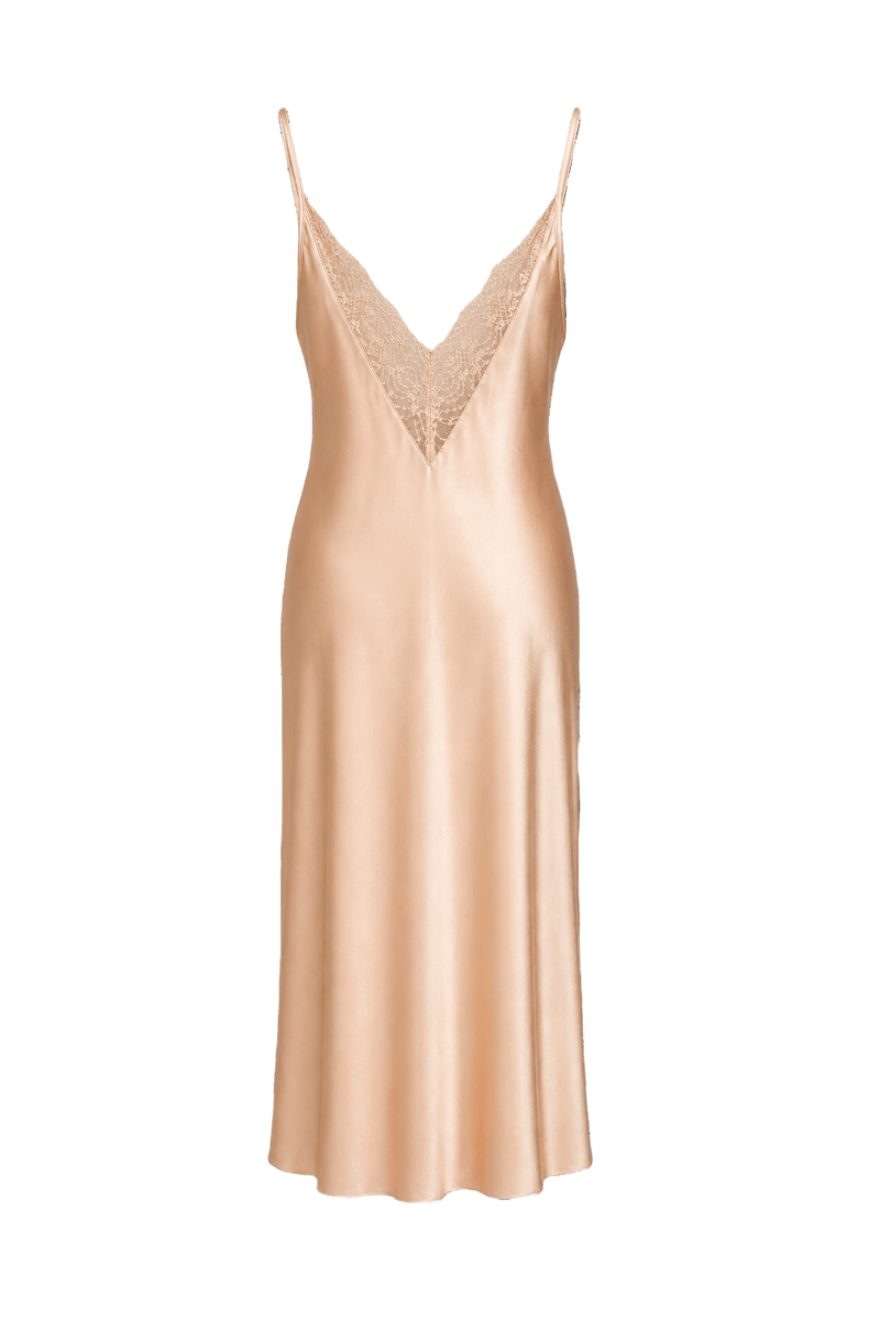 1950s Peach Silk Slip Dress - Back View
