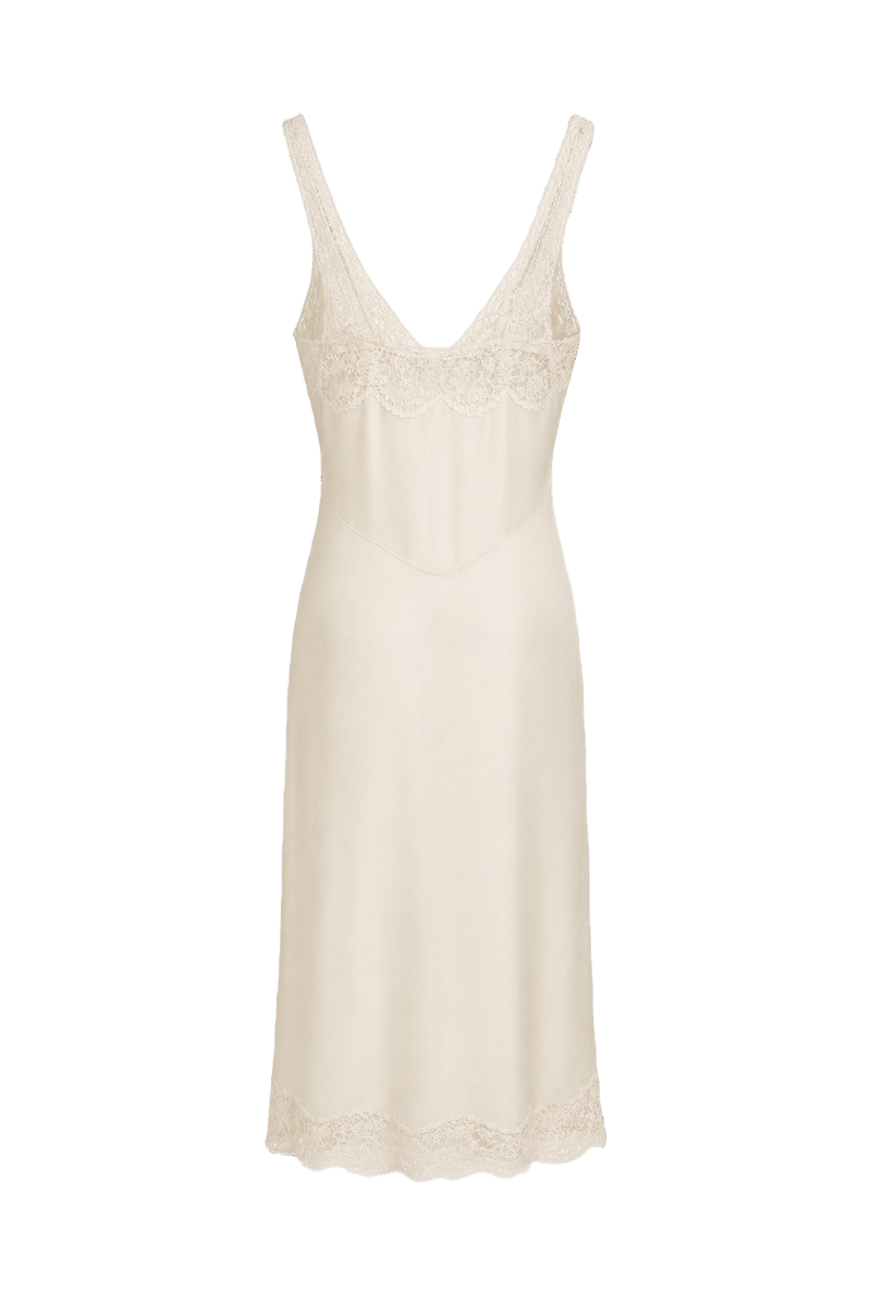 1950s Cream White Silk Slip Dress - Back View