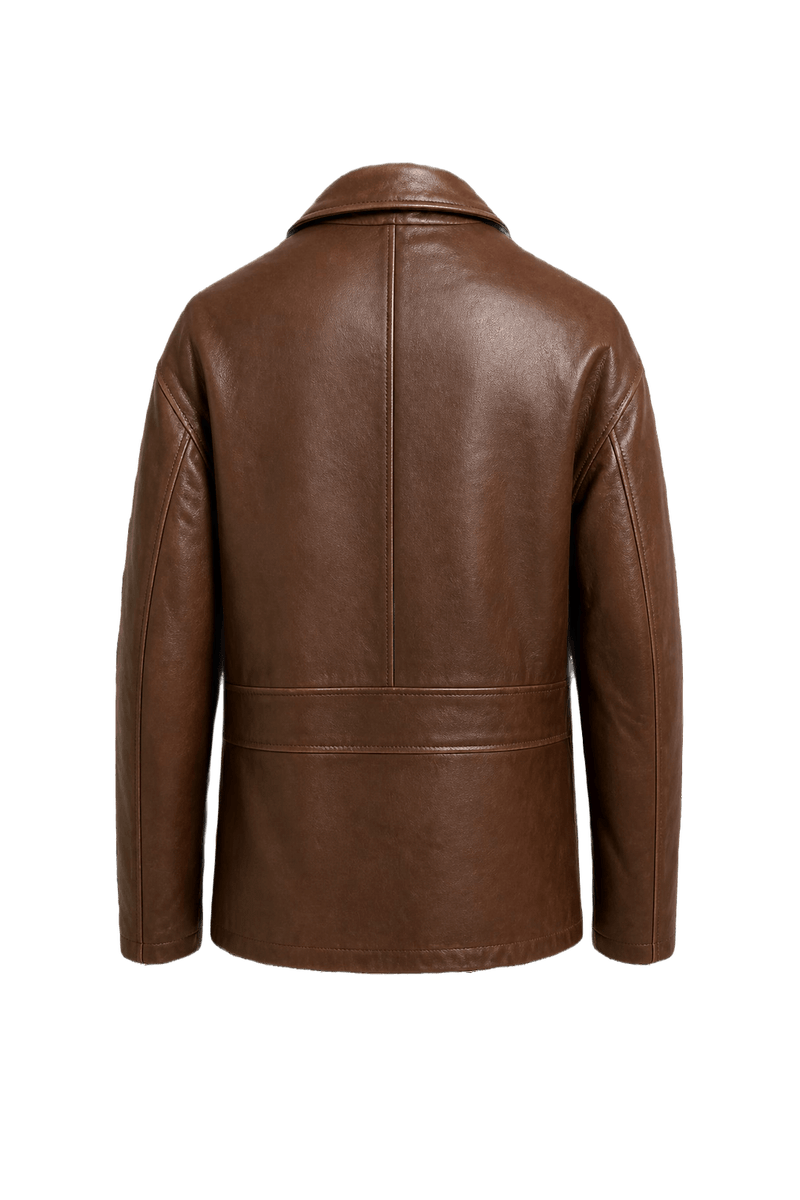 1990s Brown Leather Jacket - Back View