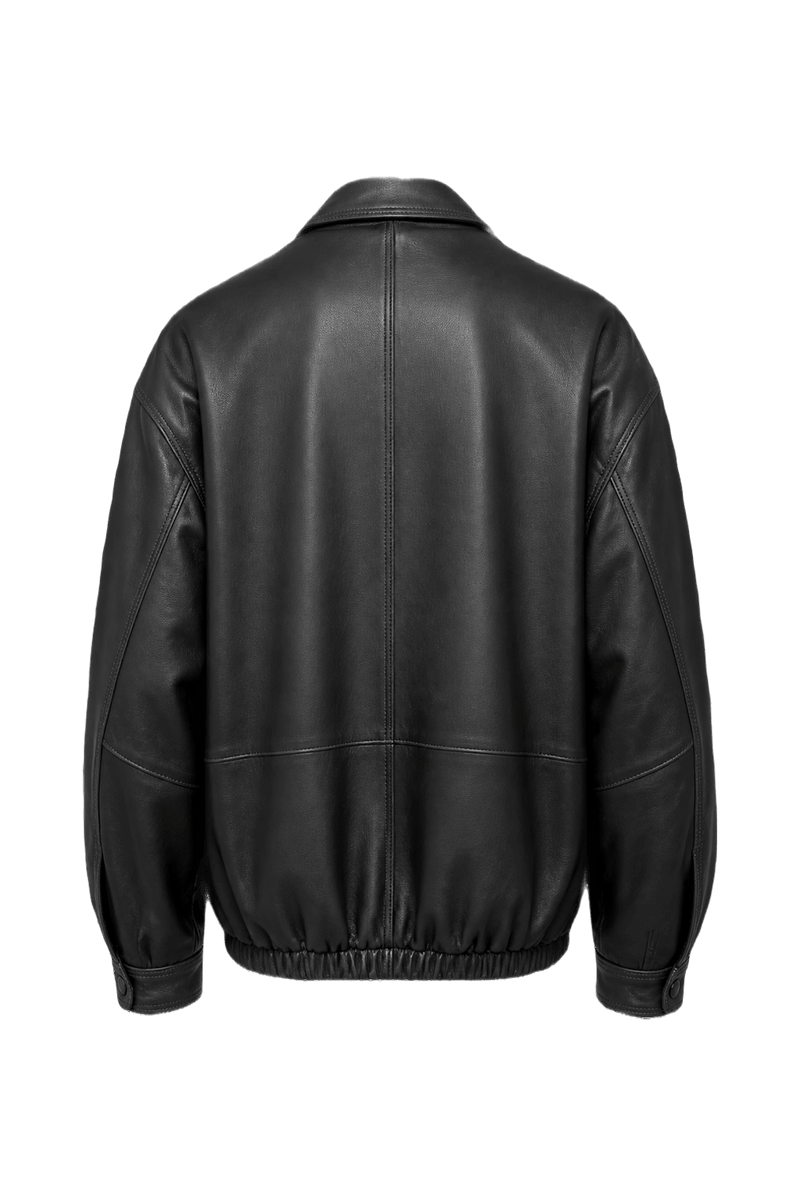 1990s Black Leather Jacket - Back View
