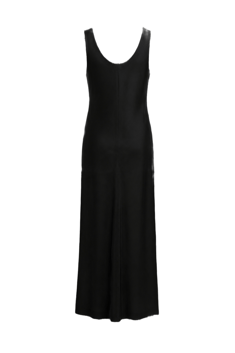 2000s Black Silk Slip Dress - Back View