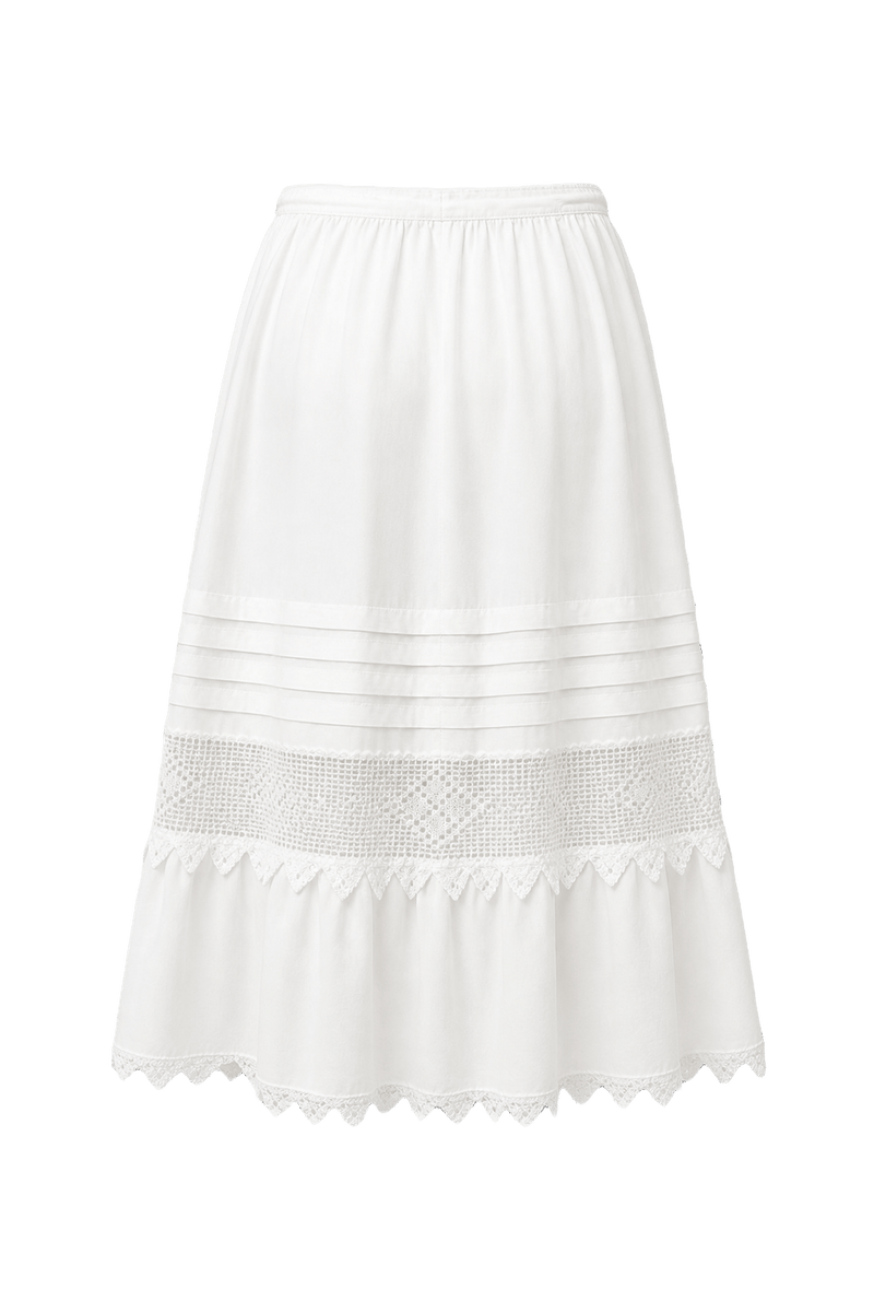 1950s Cream White Cotton Skirt - Back View