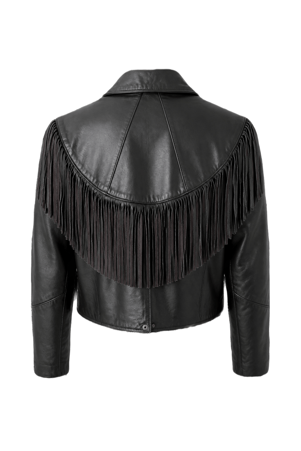 1970s Black Leather Jacket - Back View
