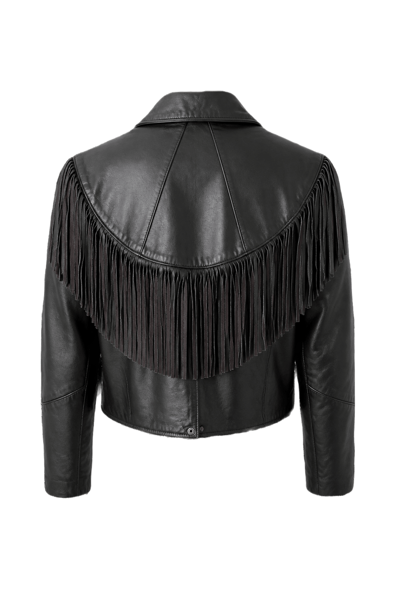 1970s Black Leather Jacket - Back View