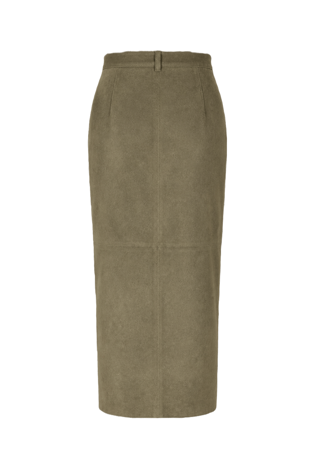1990s Olive Green Suede Midi Skirt - Back View