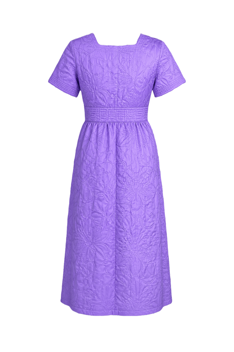 1980s Purple Synthetic Blend Dress - Back View