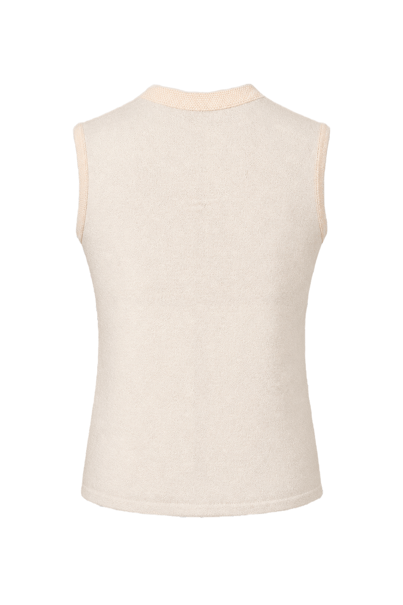 1960s Cream White Synthetic Blend Sleeveless Top - Back View