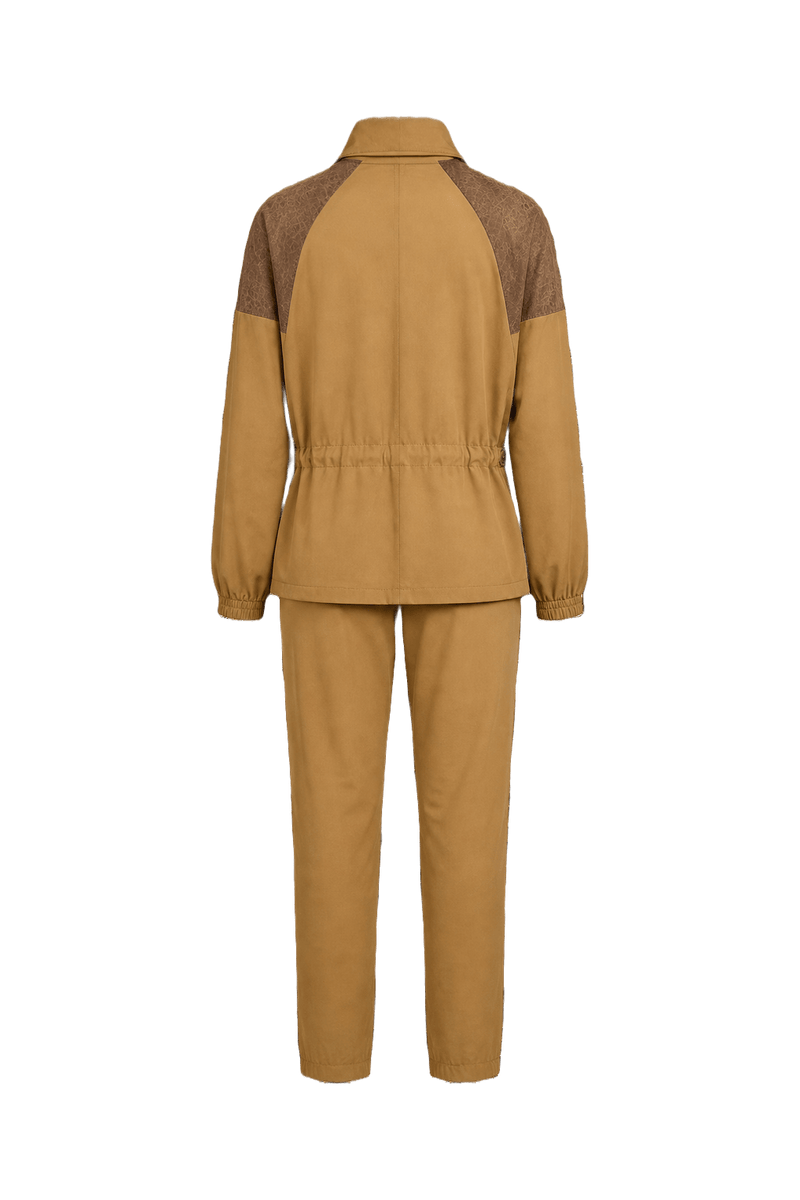 1980s Tan Synthetic Blend Jacket and Pants Set - Back View